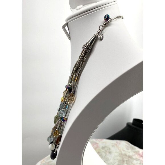 Cookie Lee Multi-Strand Beaded Necklace With Adjustable Chain & Colorful Beads V - Picture 3 of 6